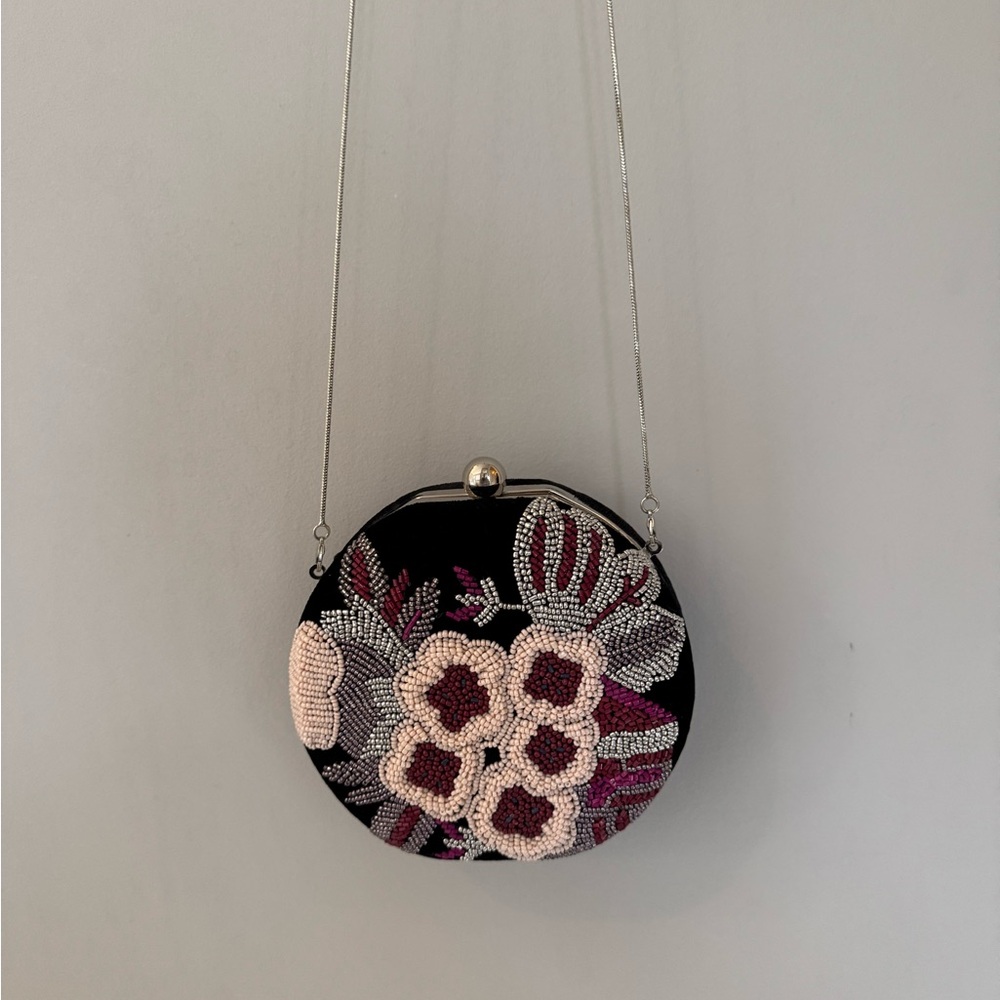 From St Xavier Floral Beaded Round Box Convertible Clutch